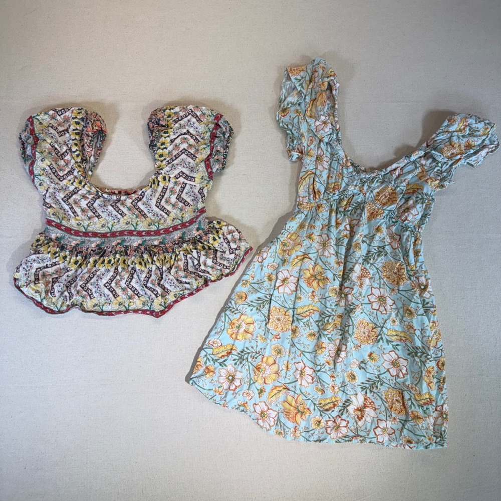 O'Neill Billabong 2-Lot Women's Floral Peplum Crop Top and Mini Dress XS Boho